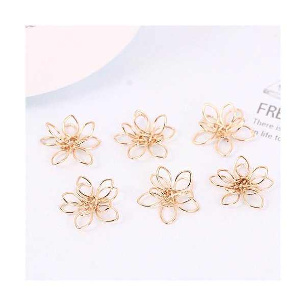 ワイヤ製お花のチャーム　14ミリ　マートゴールド　100個入り 海外倉庫発送