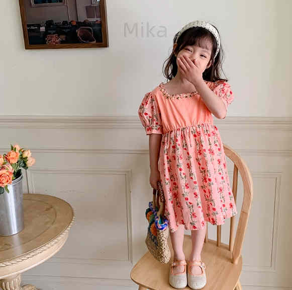 半袖 キッズ ワンピース 韓国子供服 可愛い デザイン感 2023新作 ワンピース 子供服 女の子
