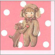 ミニグリーティングカード 多目的 trunk:chiyo「犬の着ぐるみの女の子」