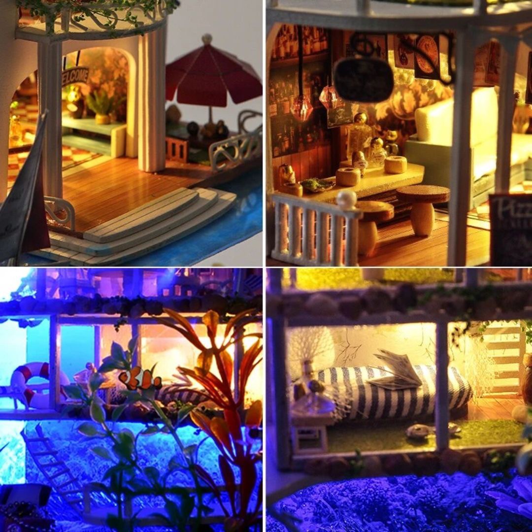 DIY 海の家 ミニチュアドールハウス LEDライト 組み立てキット 自分で作る AiO JAPAN 株式会社  問屋・仕入れ・卸・卸売の専門【仕入れならNETSEA】