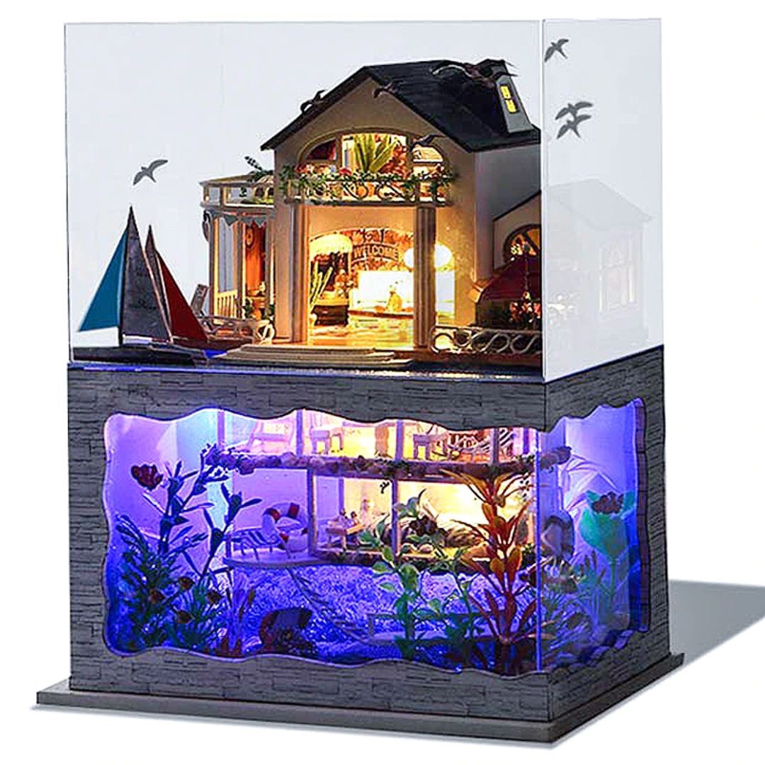 予約商品納期約1ヶ月】 DIY 海の家 ミニチュアドールハウス LEDライト 