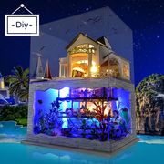 DIY 海の家 ミニチュアドールハウス LEDライト 組み立てキット 自分で作る