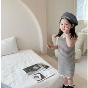 韓国風子供服 子供服 キッズ T シャツ トップス  ベビー服 ストライプシャツ ワンピース 女の子