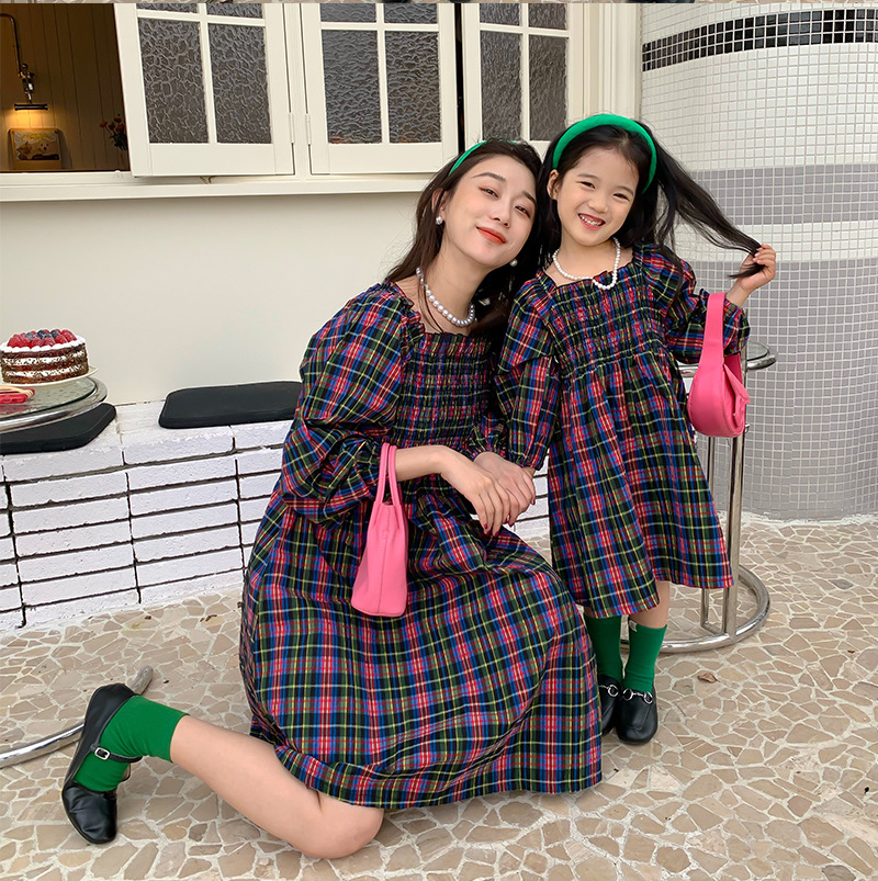 ★Girls&Mom★　親子ペアコーデ　無地　子供ワンピース　ママとお揃い 韓国ファッション