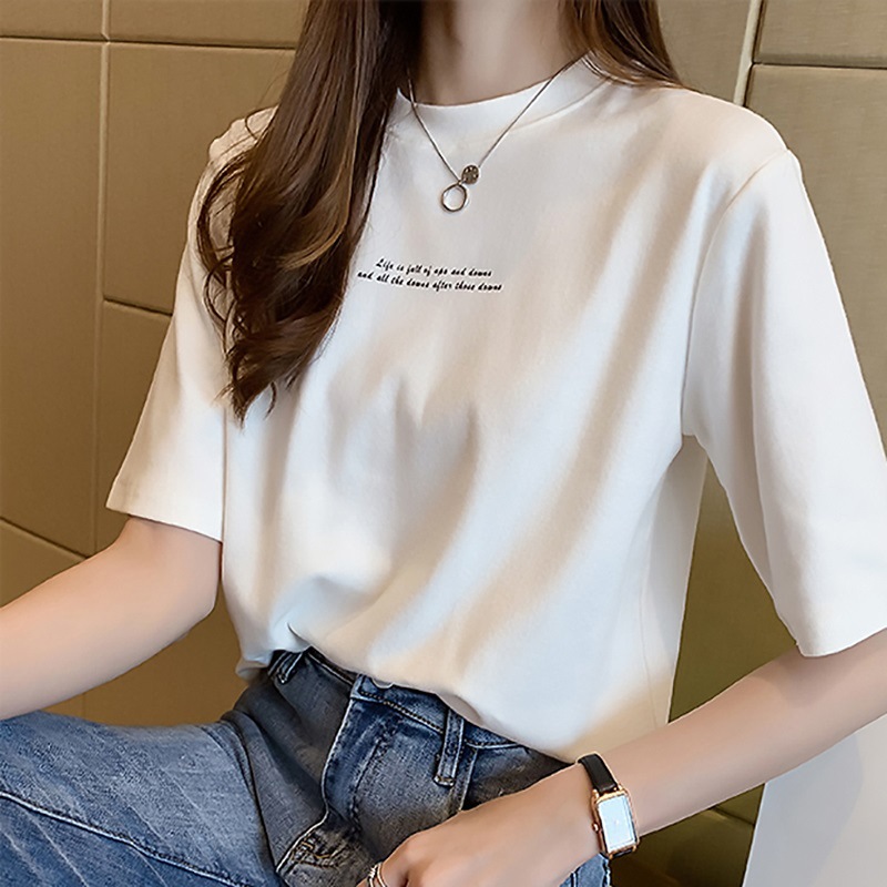 2023夏の新作韓国ゆったりアルファベットプリント半袖Tシャツ女子学生レディース