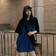 半袖Tシャツ女性ゆったり韓国2023新作夏の無地学生のファッション学生の上着ブーム