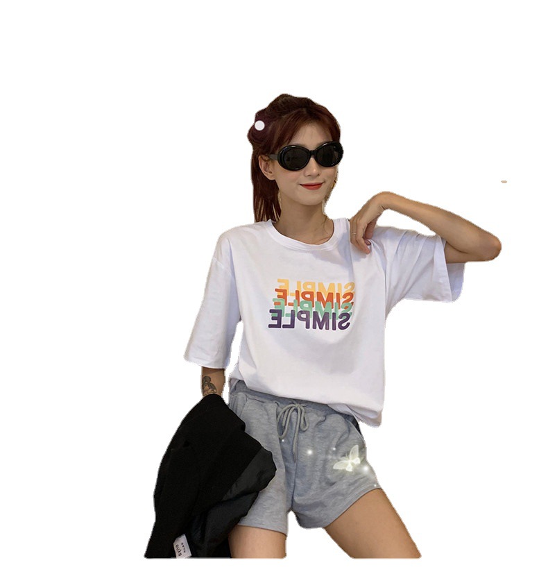 2023夏の婦人服トレンド体シャツ女子学生Tシャツ韓国ゆったりトップス半袖女