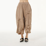 2023夏新作オーバーサイズ婦人服レトロ風ゆったり着やせパンツハンドメイド丸みデザインカジュアルパンツ