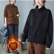 防寒性と防風性を強化するレトロなファッションの女性の綿パッド入りの服★L-2X