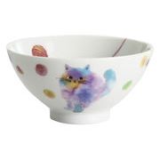 【ご紹介します！安心の日本製！人気の猫の食器！】モコ猫飯碗　ブルー（1ｘ3）