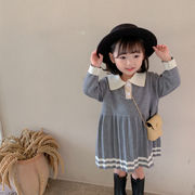 2023秋冬新作   韓国風子供服   キッズ服  長袖    セーター   ワンピース  かわいい   女の子   2色