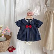2025夏新作  韓国風子供服  ベビー服   キッズ    可愛い   チェック柄 ロンパース   つなぎ   女の子