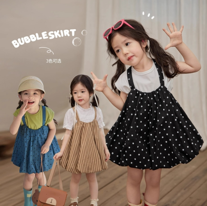 ins 夏人気   韓国風子供服  ベビー服  　ワンピース  つりスカート  可愛い  3色