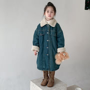 ins冬新品  韓国風子供服  キッズ服   長袖  女の子  デニム  ミドル丈のコート  アウター   ジャケット