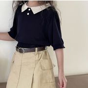 2024 韓国風子供服  トップス  ベビー服  ポロシャツ    半袖   ニット Tシャツ  女の子 カジュアル