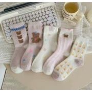 2025 人気新作    子供靴下  韓国風子供服 ベビー靴  ベビー用   ピンク  ソックス    5足入り