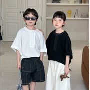 2025夏新作  韓国風子供服  キッズ服  トップス    半袖     Tシャツ  男女兼用    2色