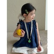 2025夏新作  韓国風子供服  キッズ服   デニム   トップス    可愛い   チョッキ   ベスト