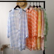 【2023夏新作】韓国風レディース服　夏　ゆったり　シンプル　カジュアル　きれいめ　日焼け止めシャツ