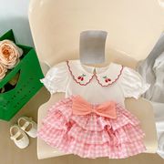 春夏新作　INS　女の子　子供服　ｔシャツ　キッズ服　円襟　スカート　赤ちゃん着可愛い　セットアップ