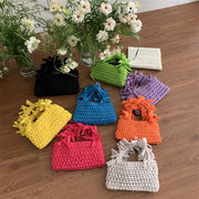メッシュハンドルバッグ　可愛いネットバッグ　編みハンドバッグ　フォンポーチ　韓国INSバッグ