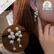 ピアス 耳飾り 長め 真珠 レディース 個性 ファッション 設計感 シンプル