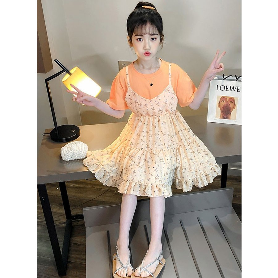 韓国子供服 ワンピース 花柄 アンサンブル リゾート 通学 オシャレ 女の子 夏ワンピ