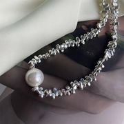 割れ銀幾両真珠ネックレス韓国版気質小衆設計百合女鎖骨鎖