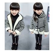 女の子 ダッフルコート 長袖 韓国子供服 フード付きコート チェック柄 裏起毛 キッズ 女児 ジャケット