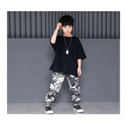キッズ ダンス衣装 ヒップホップ HIPHOP セットアップ 子供 ダンストップス 迷彩