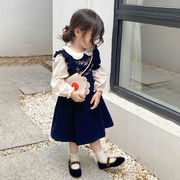 子供服 ワンピース ２点セット韓国子供服 バルーンスカート 襟付き 刺繍ワンピース