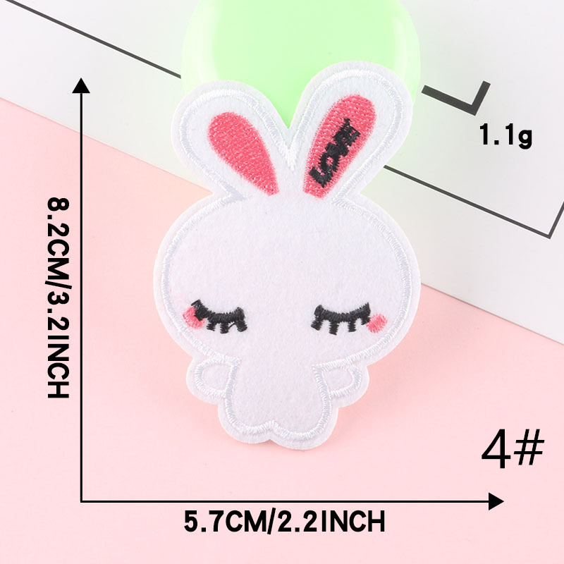 刺繍アイロンワッペン【スカルバニー】白 ウサギ 兎 うさぎ