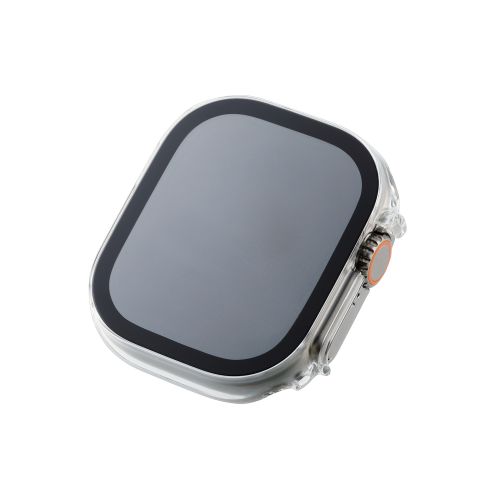 エレコム Apple Watch 49mm用フルカバーケース プレミアムガラス 高透明 A