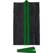 【20個セット】 ARTEC ロングハッピ不織布 黒(緑襟)S(ハチマキ付) ATC326