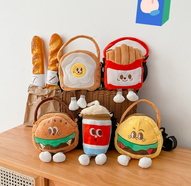 INS 韓国風   子供バッグ   ショルダーバッグ  ハンバーガー   子供用品  可愛い  ハンドバッグ  5色