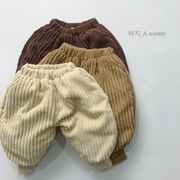 秋冬新作   韓国風子供服 　厚手   ボトムス  裹起毛 ズボン   パンツ  男女兼用  無地  3色