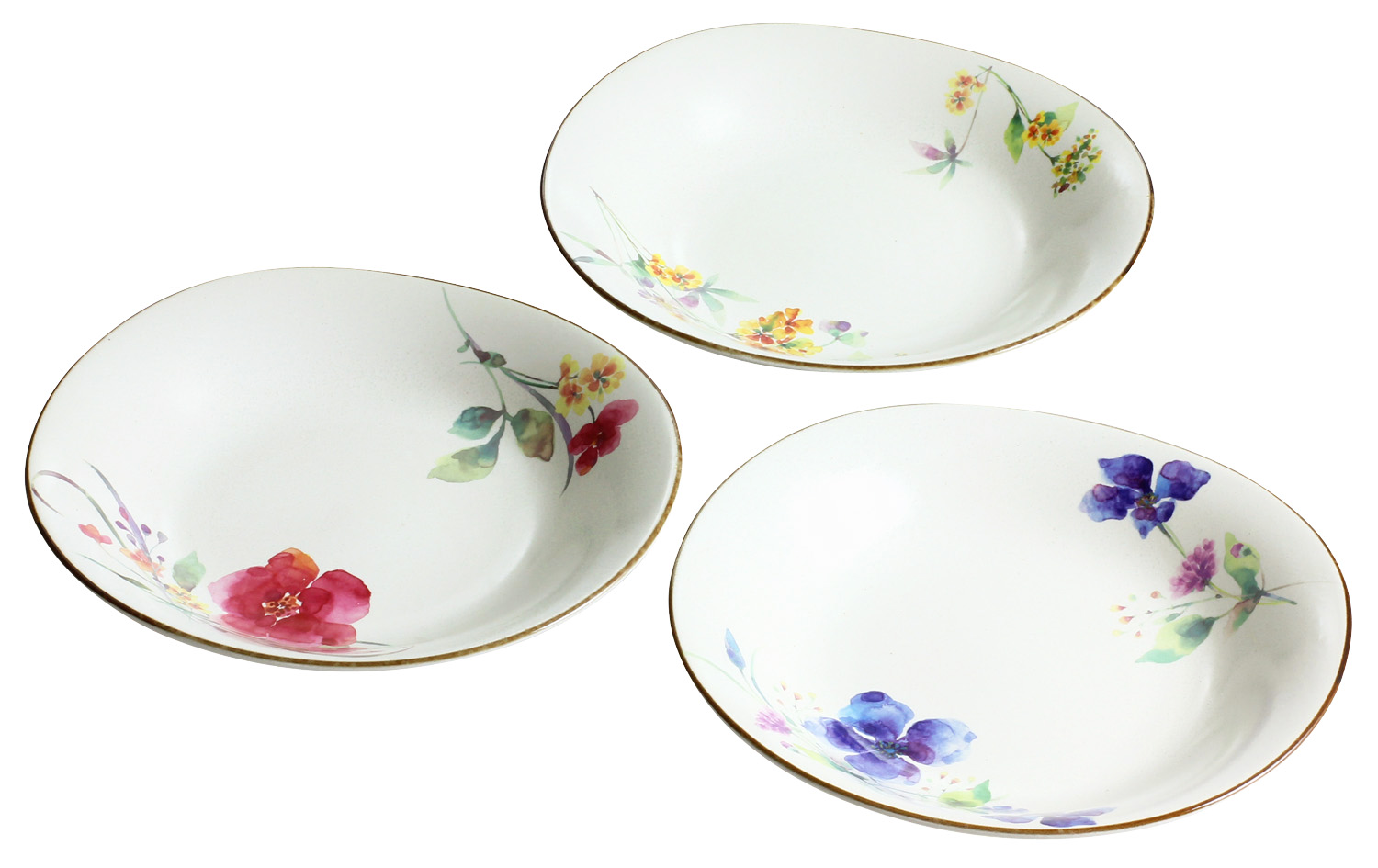 【ご紹介します！安心の日本製！美濃焼　＆藍ギフト『花水彩』シリーズです！】花水彩三つ組多用皿