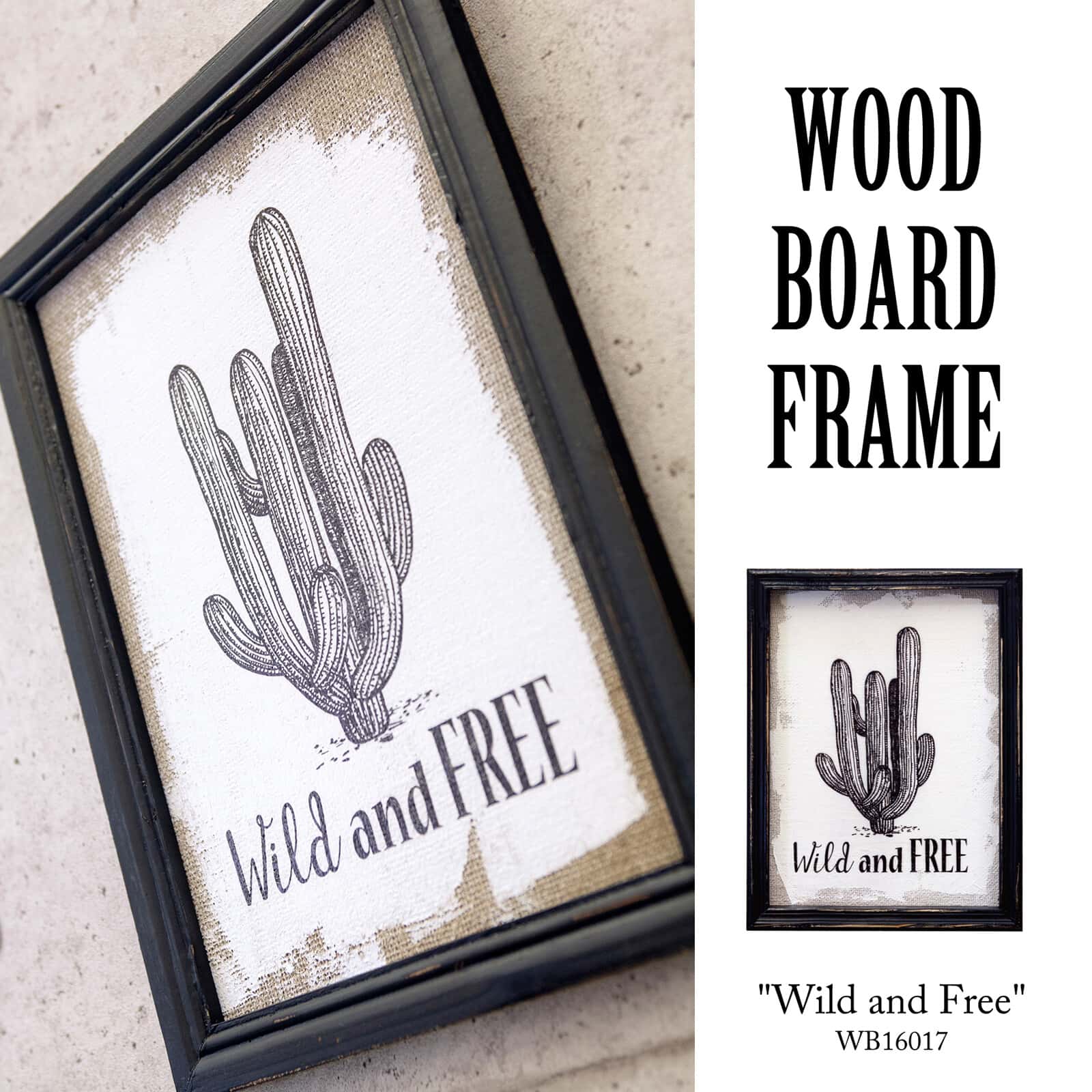 デザイン小物 Wild and Free ウッドボード フレーム カクタス WB16017