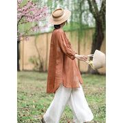 新作限定SALE  中長セクション 文芸 カーディガン 2023夏 七分袖シャツ 刺繍 シャツ トップス