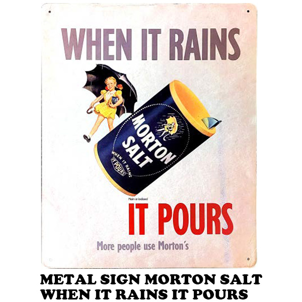 メタルサイン MORTON SALT WHEN IT RAINS IT POURS【モートンソルト ブリキ看板】 有限会社 ステップス  問屋・仕入れ・卸・卸売の専門【仕入れならNETSEA】