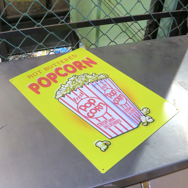 メタルサイン HOT BUTTERED POPCORN【ポップコーン ブリキ看板