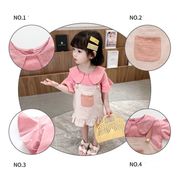 韓国子供服 お洒落 夏服 女の子 新作 セットアップ 半袖 ブラウス + ストラップスカート