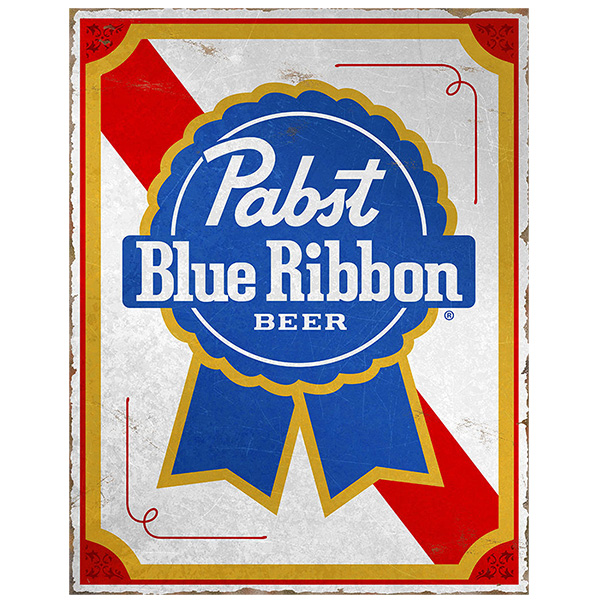 ブリキ看板 Pabst Glass Blue Ribbon パブストブルーリボン-