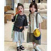 人気新品  韓国風子供服   トップス  男女兼用 キッズ服 Tシャツ  半袖     2色