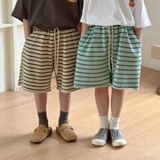 2024 夏新作 韓国風子供服  ベビー服   ボーダー柄    ショートパンツ  ボトムス  子供ズボン  2色