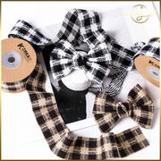【2色】リボンテープ 綿麻 チェック柄 ラッピング プレゼント ギフト 布小物 服飾 花束包装 手芸材料