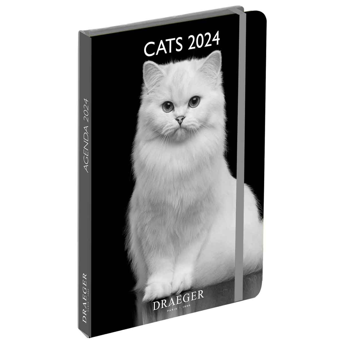 ドレジャー 2024年 ポケットアジェンダダイアリー スケジュール帳 CATS モノクロ写真