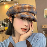 帽子　キャスケット　レディース　ファッション　秋冬　韓国風 　チェック柄　デザイン