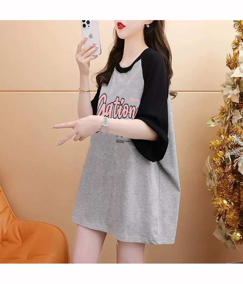 【予約220109】大きいサイズ春夏新作 韓国 レディース ファッション  Tシャツ ワンピースLL-4L