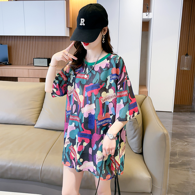 【予約220208】大きいサイズ春夏新作 韓国 レディース ファッション  Tシャツ ワンピースLL-4L